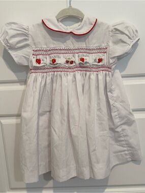 Vintage Hand Smocked By Imperial Baby Girl 18 Months Dress Strawberries READ